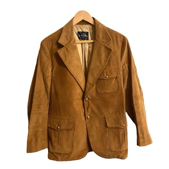BRAD WHITNEY Mens Carmel-By-The-Sea 40R Brown Corduroy Blazer Jacket Vintage - Picture 1 of 11